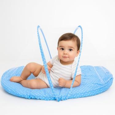 Imagem de Mini Berço Portátil para Bebê com Mosquiteiro – Ninho Acolchoado, Confortável e Dobrável