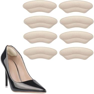 Imagem de Domejo Palmilhas Para Calcanhares Sapatos Frouxos, Almofadas Autoadesivas Grandes Demais, Protetores Macios Bolhas, Dor, Escorregões E Atrito, Ajuste Aprimorado Calçados (Bege, 4 Pares)