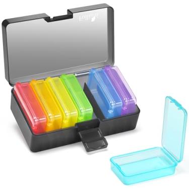 Imagem de Fullicon Estojo de comprimidos pequeno para bolsa, organizador de comprimidos de remédios de viagem, caixa de comprimidos diária semanal de 7 dias, suporte para dispensador de comprimidos de farmácia