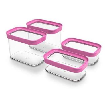 Imagem de Kit Conjunto De 04 Potes Herméticos Mantimentos Acrílico 90 - Helsim, 