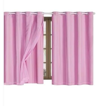 Imagem de Cortina Blackout Blecaute com Voil Liso 1 Parte (1,40m x 1,80m)(Rosa)