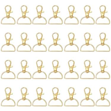 Imagem de PATIKIL Ganchos de fecho giratório 1 polegada (26 mm), 35 peças de metal giratório lagosta fecho de garra cordão gancho de pressão anel D clipe de chaveiro para fabricação de chaveiros, ferragens de