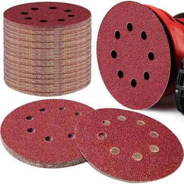 Imagem de 20 X Lixas Disco Grão 5 Polegadas 125mm 8 Furos Lixadeira Politriz KaQ