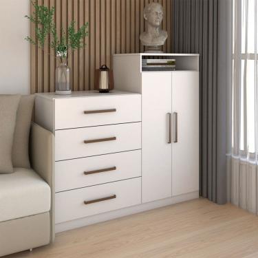Imagem de Cômoda Patronum 2 Portas 4 Gavetas Branco - Panorama Móveis