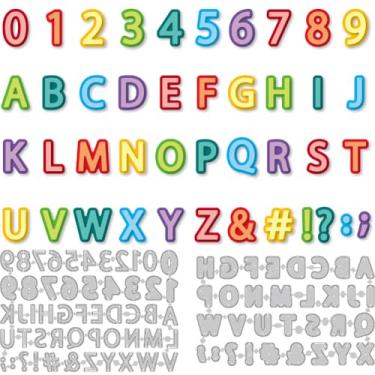 Imagem de DELORIGIN Números 1-9 matrizes de corte de camada dupla letras A-Z para fazer cartões, estêncil, aço carbono alfanumérico, corte, cartão, scrapbook, molde de gravação em relevo para decoração de