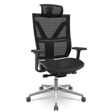 Imagem de Cadeira Darix X+ Aluminio Slider Braços 3D PU Plaxmetal Nacional NR-17