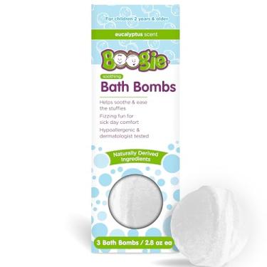 Imagem de Boogie Bombas de banho infantis, calmantes, derivadas naturalmente, feitas com Aloe e vapores calmantes, eucalipto, 3 bombas de banho, 80 ml, pacote com 1
