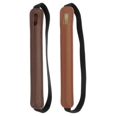 Imagem de PATIKIL 2 peças de suporte de caneta para tablet, capa universal retrátil para caneta, estojo elástico, bolso para lápis, bolsa protetora para tablet, notebook, marrom/amarelo marrom