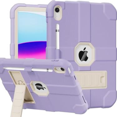 Imagem de Stweap Capa para iPad (A16) 11ª geração 11 polegadas 2025/iPad 10ª geração 10,9 polegadas 2022, capa protetora resistente [suporte de lápis embutido] para iPad 11/10 geração (roxo/branco)