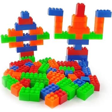 Imagem de Brinquedo de Montar Infantil 80 Peças Coloridas – Blocos Educativos Interativos para Crianças +3 Anos | Estimula Criatividade, Aprendizado e Coordenação Motora