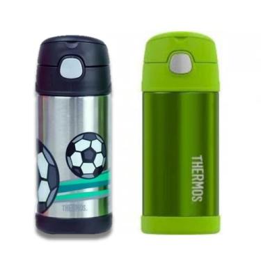 Imagem de Kit 2 Garrafa Térmica Infantil Thermos Canudo Com Alça
