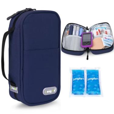 Imagem de LengKe Estojo De Viagem Para Refrigerador Insulina Leng Ke Com 2 Bolsas Gelo Grandes Maior Tempo Resfriamento - Medicina Portátil E Vida Diária, Caneta Diabéticos Aprovada Pela Tsa (Azul-Marinho)