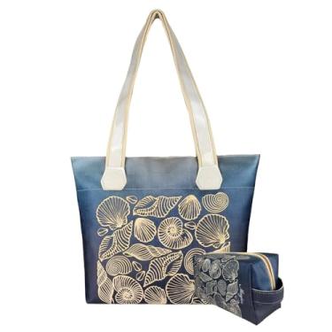 Imagem de Bolsa Feminina Praia Com Relevo 3D Necessaire Azul Magicc BN-239