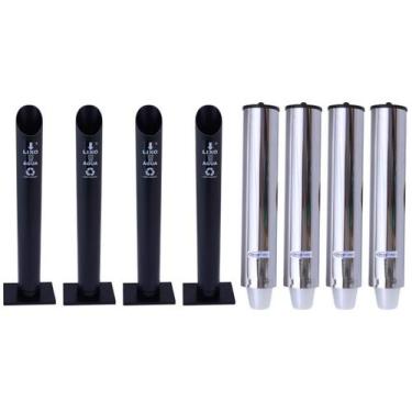 Imagem de Kit 4 Coletores Individuais Água PVC + 4 Dispensers Redondos 200ml Ino
