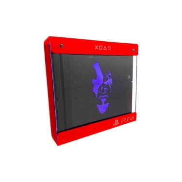 Imagem de Suporte Parede Iluminado Shield Ps4 FAT Vermelho - Azul - God Of War (