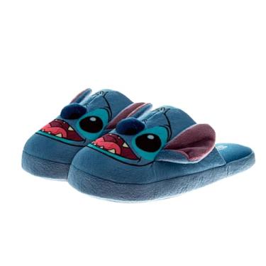 Imagem de Disney Lilo and Stitch Pantufas femininas – pelúcia de Páscoa, felpudas, presentes para o dia das mães chinelos de casa (tamanho 34 a 44 femininos), Azul claro, 11-12