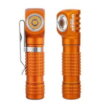 Imagem de Lanterna EDC de bolso Manker E02 III com cauda magnética e clipe reversível - branco frio 6500K 560 lúmens AAA/10440 USB-C recarregável preta (laranja, 4000K)