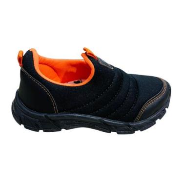 Imagem de Tênis Infantil Pipos Básico Liso, Preto, Laranja, 27