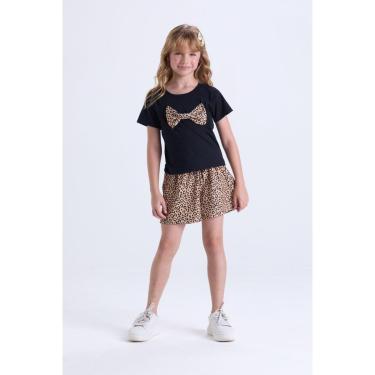 Imagem de Conjunto Infantil de Verão Menina Laço Oncinha-Feminino