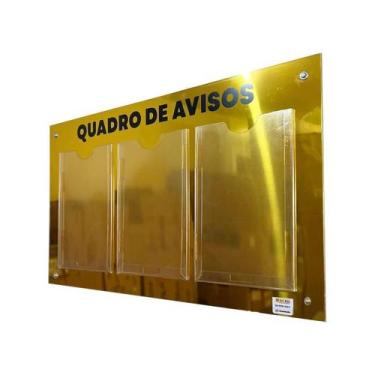 Imagem de Quadro de Aviso, Gestão, Informativo 3 Displays A4 em Acrílico e ACM D