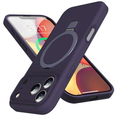 Imagem de KMAMBAG Capa Mag-Ring projetada para iPhone 17 Pro Max, silicone líquido [fator hidratante] capa de telefone fina extremamente macia com suporte [compatível com MagSafe] para 17 Pro Max 17.5 cm homens