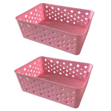 Imagem de Kit 2 Cestos Multiuso Organizador Empilhável Gaveta 19x14x6 - Trioplas