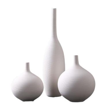 Imagem de Vasos de flores Conjunto de 3 arranjos vasos cerâmica para sala estar, flores para móveis, decorativos brancos Vaso de cerâmica