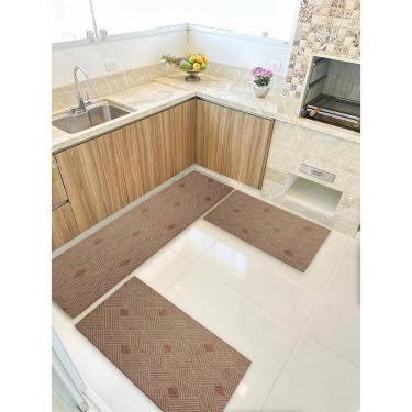 Imagem de Kit 3 Peças Ps Jogo Tapete Cozinha Largo 0,66 Antiderrapante