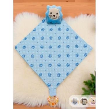 Imagem de Naninha De Bebê Com Prendedor De Chupeta Menina Menino(Leão Azul)