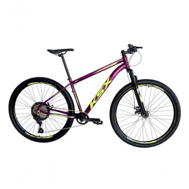 Imagem de Bicicleta Aro 29 Ksx Sd7 12v Garfo Com Trava K7 11/50 Freios Hidráulicos Kit 1x12 - Roxo/amarelo Tam. 15