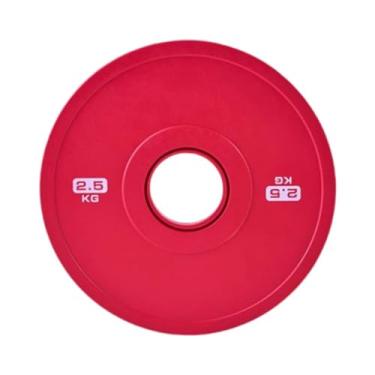 Imagem de UGPLM Placa de peso Fitness Change para levantamento de peso com microcarga de borracha e aço universal para treino de halteres para iniciantes, 2.5 Kg Vermelho