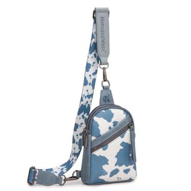 Imagem de Montana West Pequena bolsa tiracolo feminina fofa transversal pochete, Azul vaca