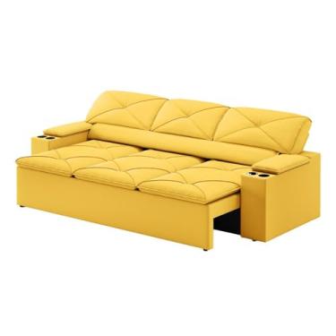 Imagem de Sofá Reclínavel e Retrátil Pop 3 Lugares 2,05m Canário Velosuede Netsofas