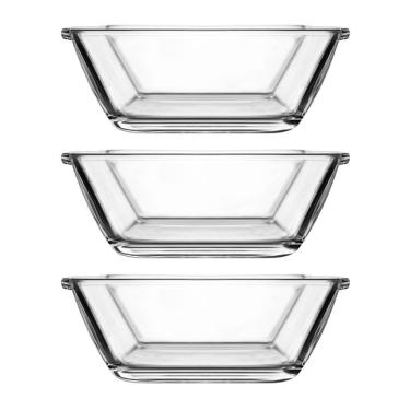 Imagem de Jogo 3 Petisqueiras Quadrada Vidro Casual 90Ml Class Home