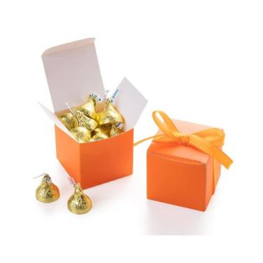 Imagem de Caixa de presente Candy AWELL Orange 5x5x5cm com pacote de fita de 50