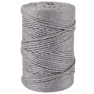 Imagem de 3 mm de vinho; corda de juta forte para jardim, embrulho, artesanato (cinza)