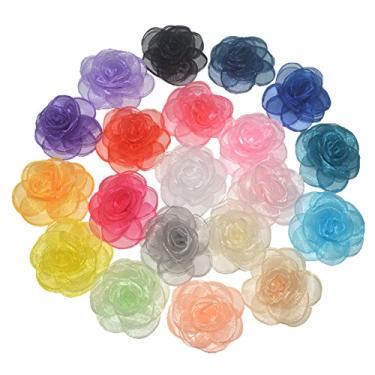 Imagem de Diversas cores DIY Flower Headbands Decorative Wedding Flowers Handmade Ribbon Flowers Women Chiffon Fabric Flowers, 2.36 Inch - 20 color, 1
