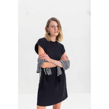 Imagem de Vestido Feminino Curto Canelado Essendi Preto