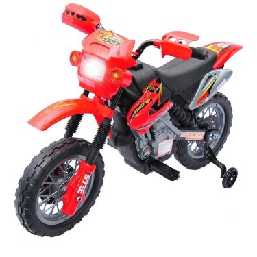 Imagem de Moto Elétrica Infantil Off Road a Bateriva 6V com Rodas de Treinamento, Qaba, Vermelha