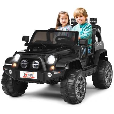 Imagem de Carro Elétrico Infantil Off Road a Bateria 12V com Luz LED, Músicas, Suspensão de Mola, 3 Velocidades, HONEY JOY, Preto