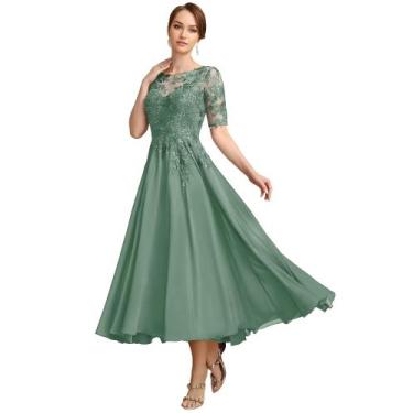 Imagem de Vestido Mãe do Noivo GATMAHE Verde Pastel Tamanho 16