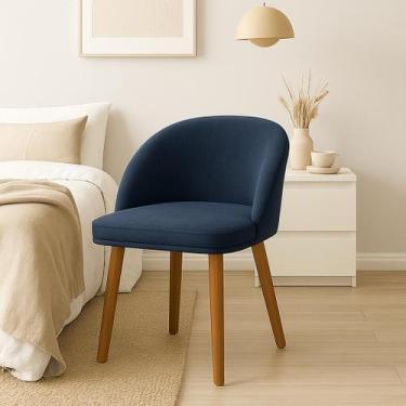 Imagem de Cadeira Lua Slim Decorativa Tecido Veludo Pés Palito - Pétala, AZUL MA