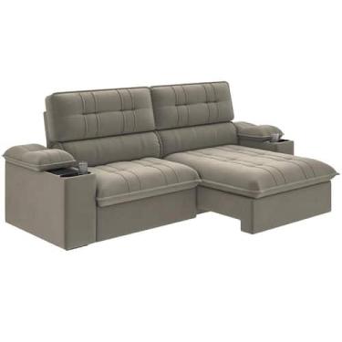 Imagem de Sofá Retrátil e Reclinável 3 Lugares 2,10m c/ Porta Copos Slim Stanley