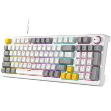Imagem de Teclado mecânico Meidosa AK96 RGB de 96 teclas com fio branco