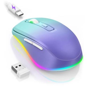 Imagem de Mouse sem fio Jiggler PEIOUS LED recarregável gradiente roxo