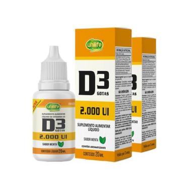 Imagem de Kit 2 Vitamina D3 2.000 Ui Unilife Menta 20Ml