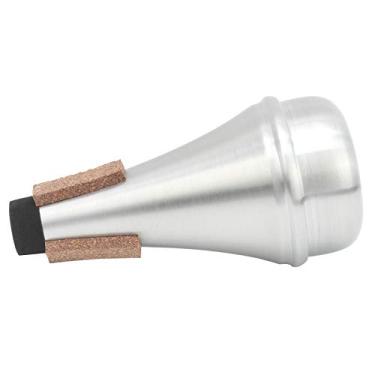 Imagem de Domary Liga de Alumínio Trompete Reto Mudo Prata Prática Instrumento Musical Acessórios para Tocadores de Trompete