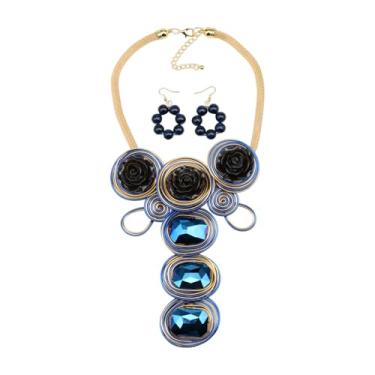 Imagem de Conjunto de brincos com pingente de cristal grande para mulheres, festivais de flores, cor dourada, corrente de metal, joia étnica tribal, middle, Acrílico Resina Cristal, Sem Pedra Preciosa