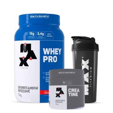 Imagem de Combo Whey Pro 1kg, Creatina 150g e Coqueteleira Max-Unissex