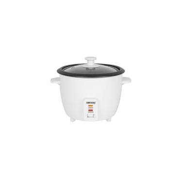 Imagem de Panela de Arroz Elétrica 1,3L, Branca, com Tampa de Vidro, Revestimento Antiaderente, 400W, 127V, Inclui Colher, Copo Medidor e Bandeja para Vapor, 27x21x21cm